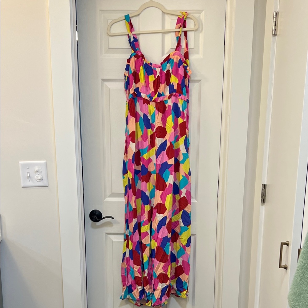easel Multicolor Geo Print One-Piece in Pink, Blue, Yellow jumpsuit